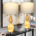 Glass Table Lamps Set of 2 with USB A+C Ports & AC Outlet N1031
