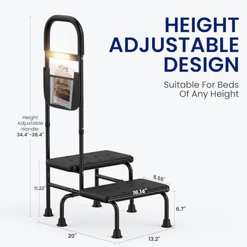 2 Step Stool with Handle Non-Skid Platform LED Light H24851