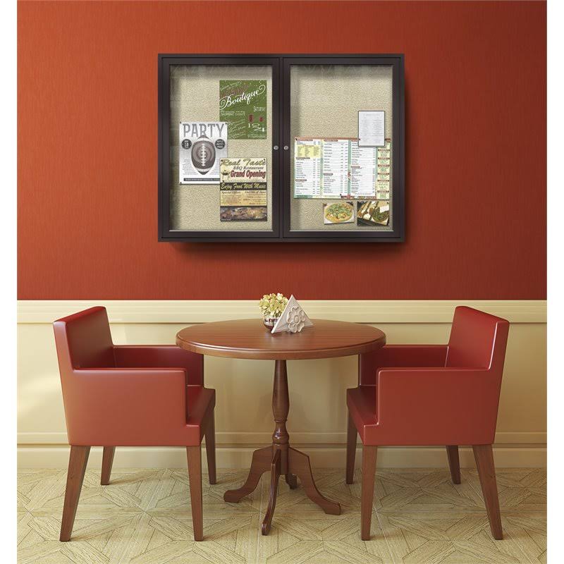 Navy 2-Door Enclosed Vinyl Bulletin Board W5634