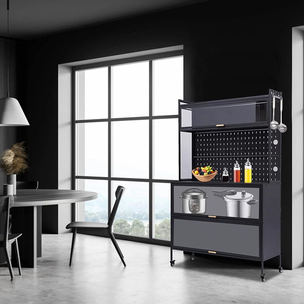 5 Tier 3 Door Metal Storage Cabinet with Wheels O486442