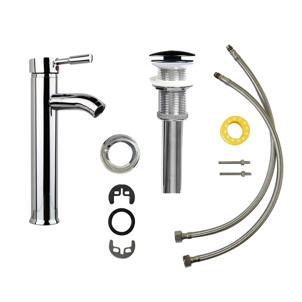 Tempered Glass Vessel Sink and Faucet Combo M237