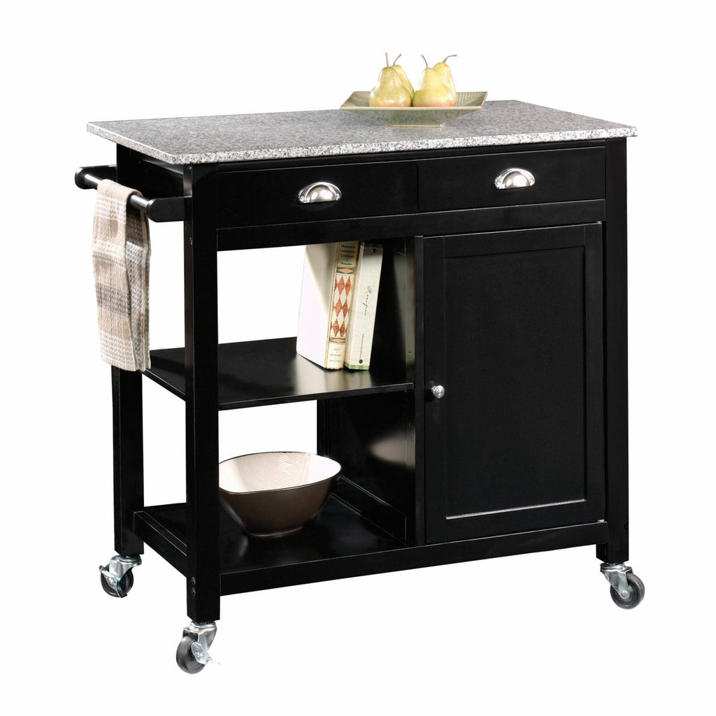 Black Granite Top Kitchen Cart R3864