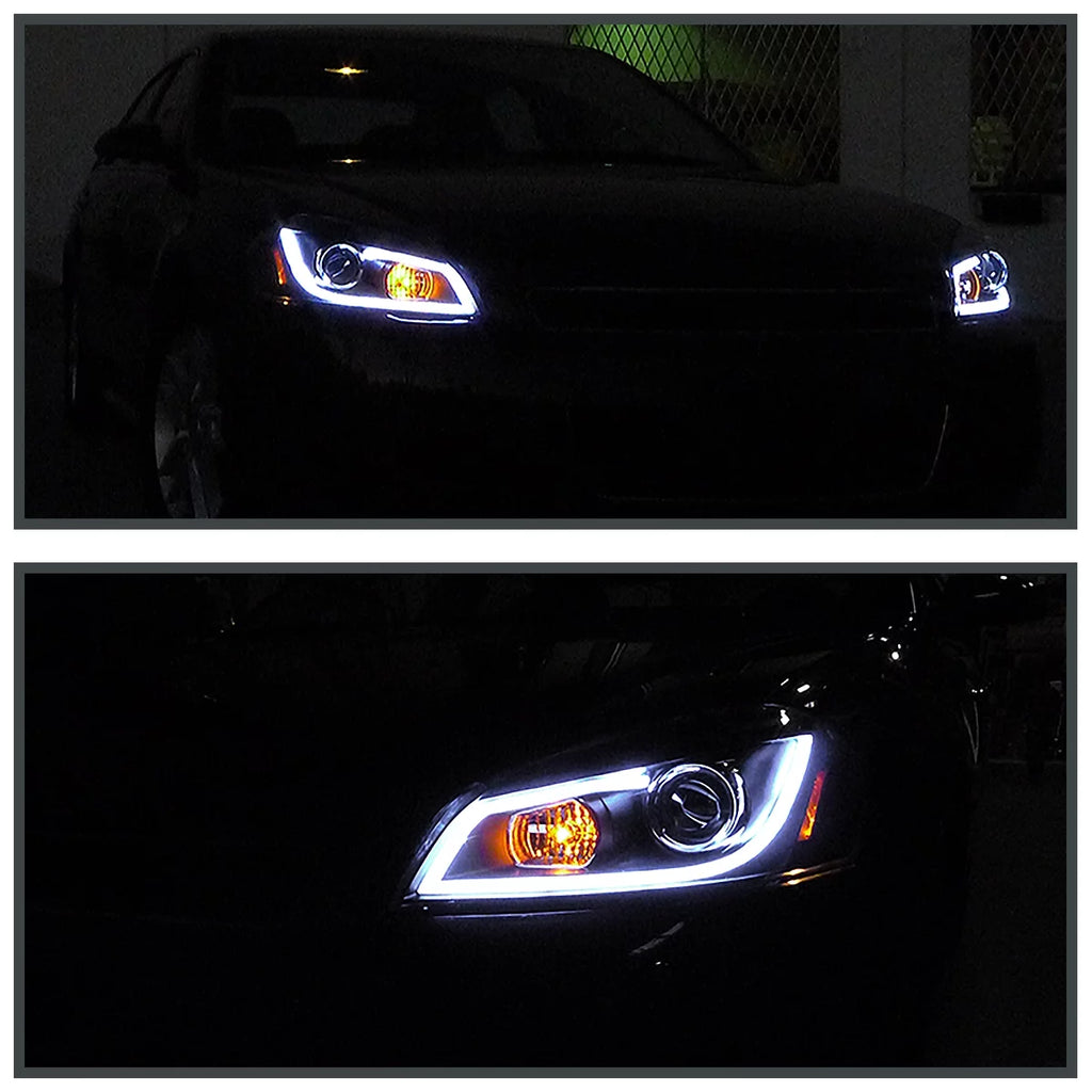 Black LED Strip Bar Projector Headlights Left + Right Pair Q662751