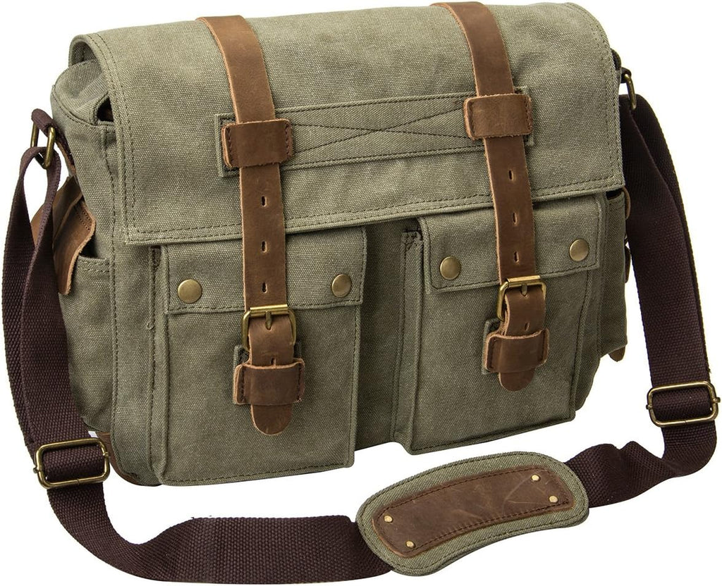 Vintage Canvas Leather Camera Messenger Bag M5146
