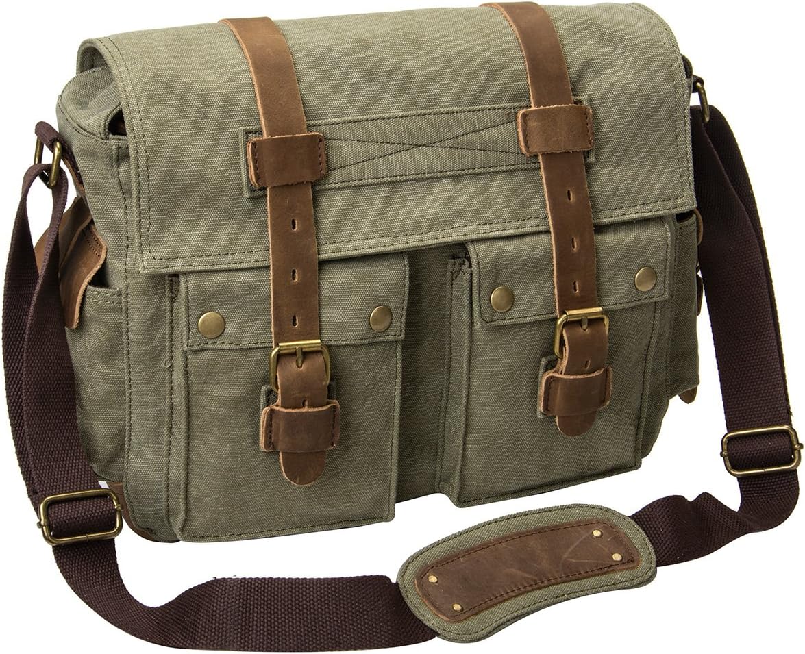 Vintage Canvas Leather Camera Messenger Bag M5146