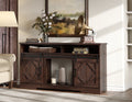 Brown Tall Highboy TV Stand with Sliding Doors F2969