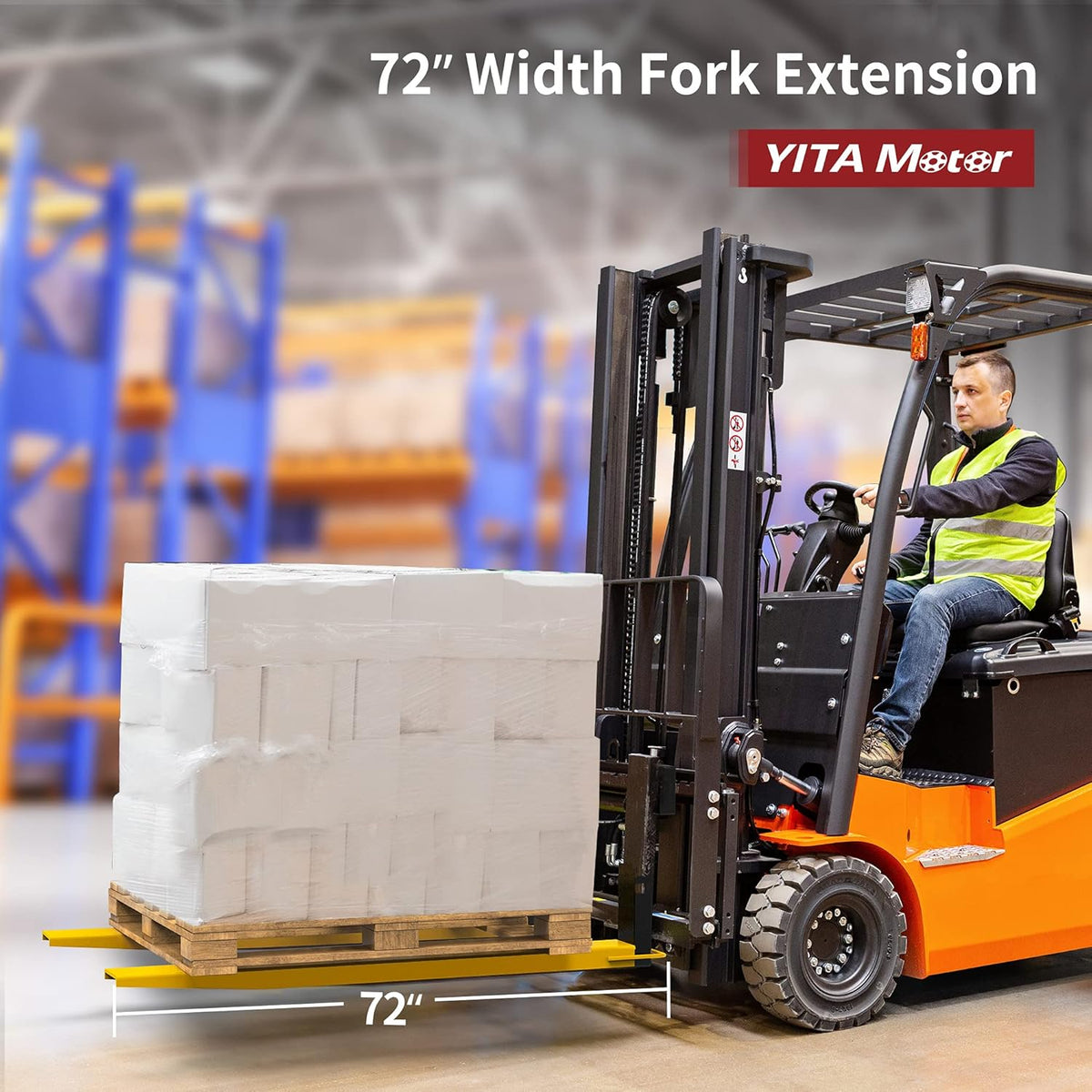 Yellow Steel Pallet Fork Extension 72 Inch P967