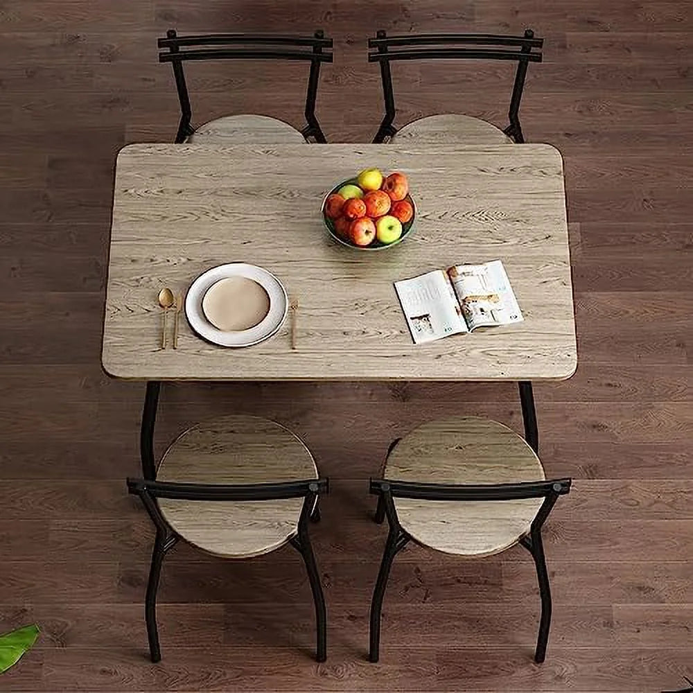 Dining Table Set for 4 Metal Frame with Upholstery Seat T993492