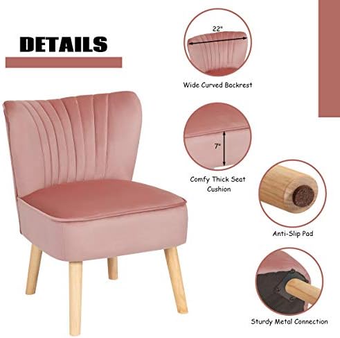 Pink Velvet Accent Chair with Ottoman I164994