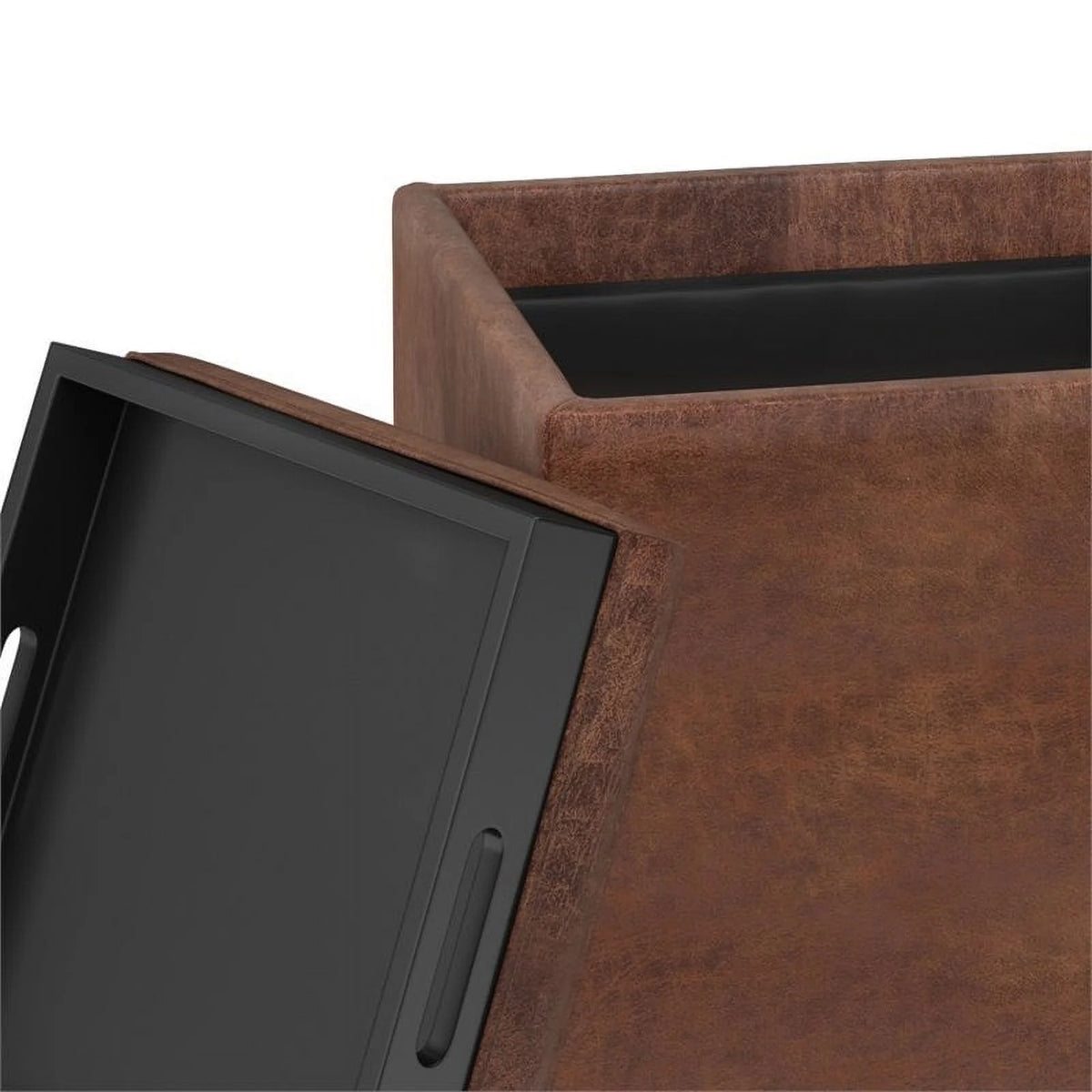 Faux Leather Storage Ottoman X468