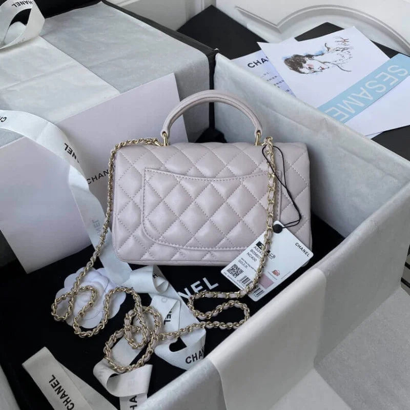 Mini Flap Bag With Top Handle Iridescent Lambskin W38120