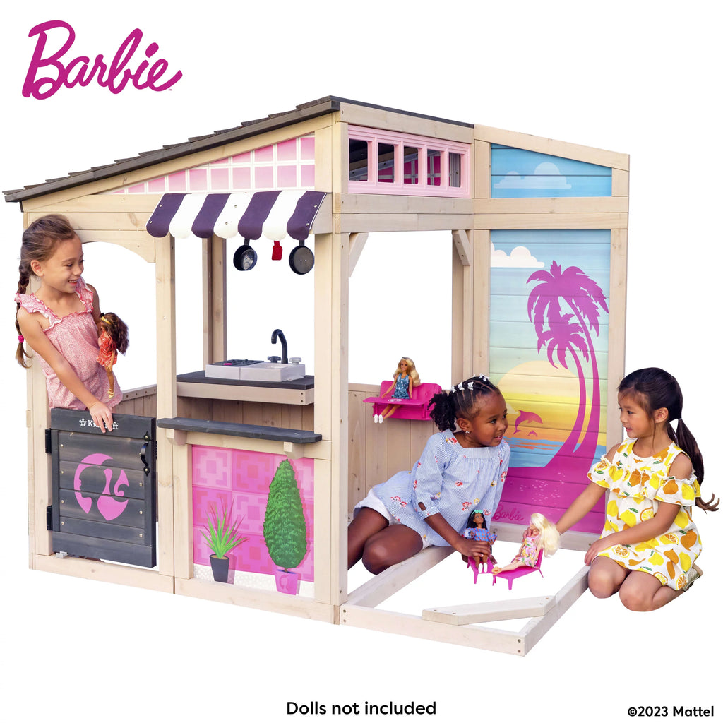 Wooden Outdoor Playhouse with Doll Table and Chairs J4045