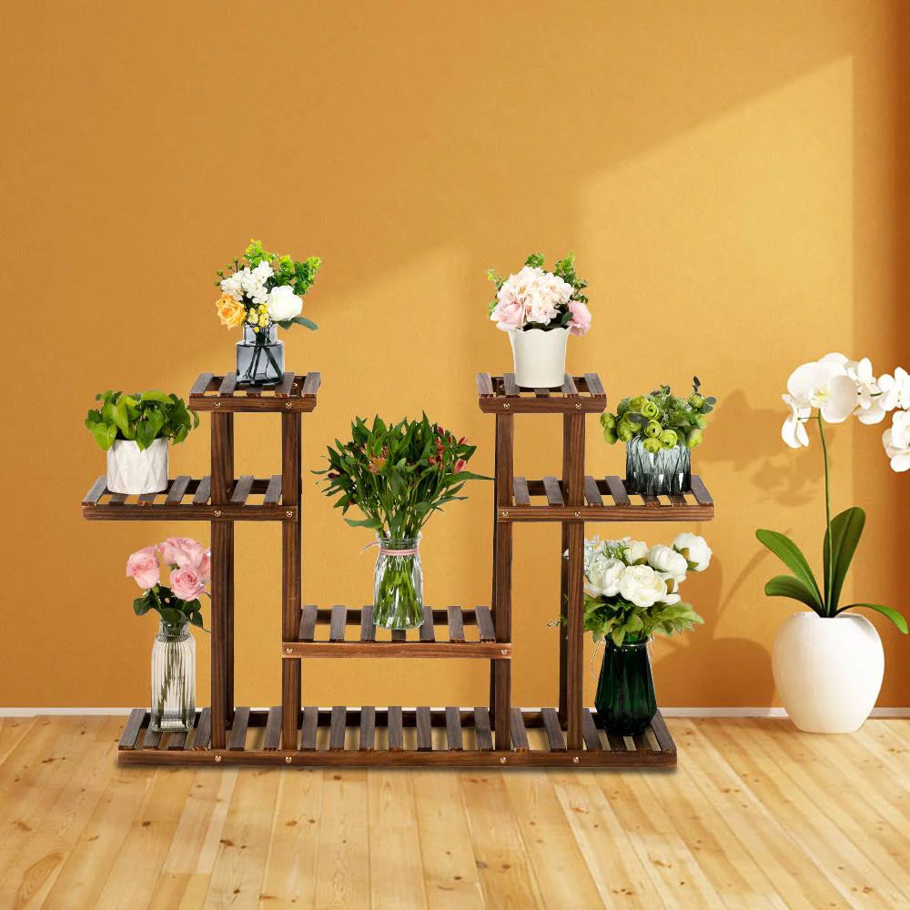 Brown 8-Tier Pine Wood Plant Stand C17535