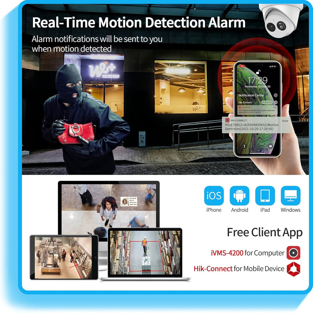 8MP 4K PoE Turret IP Camera with Built-in Mic H57990