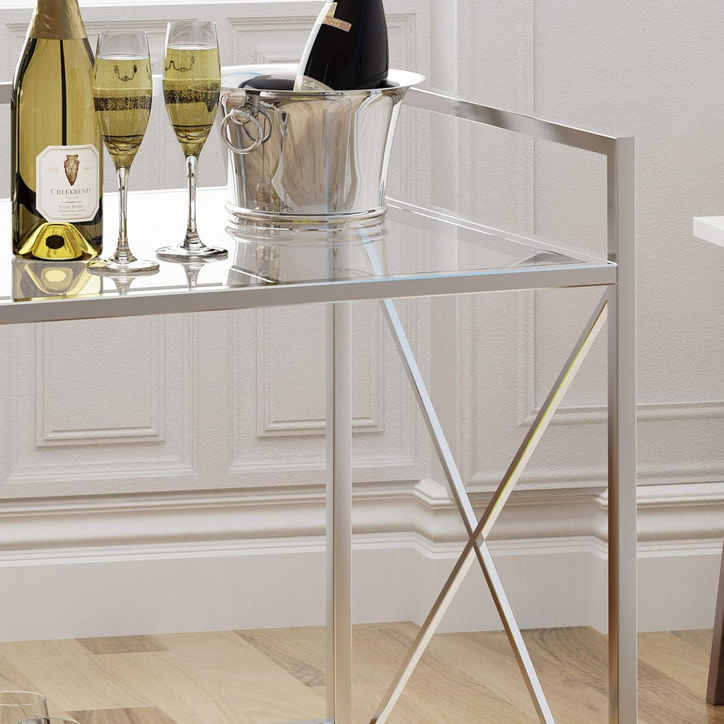 Industrial Modern Iron and Glass Bar Cart B984175
