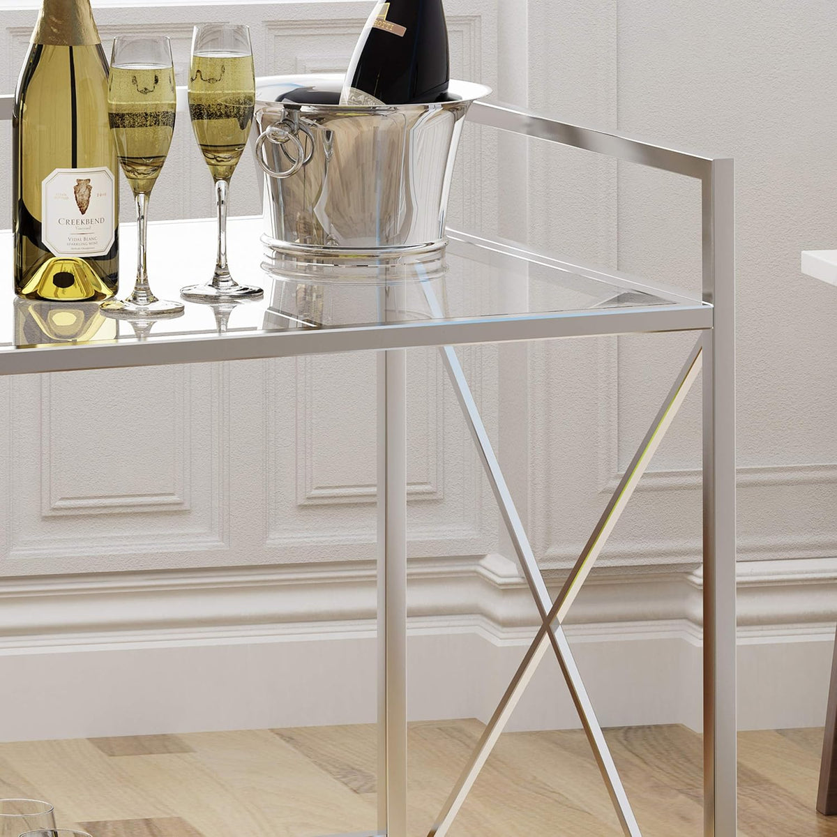 Industrial Modern Iron and Glass Bar Cart B984175