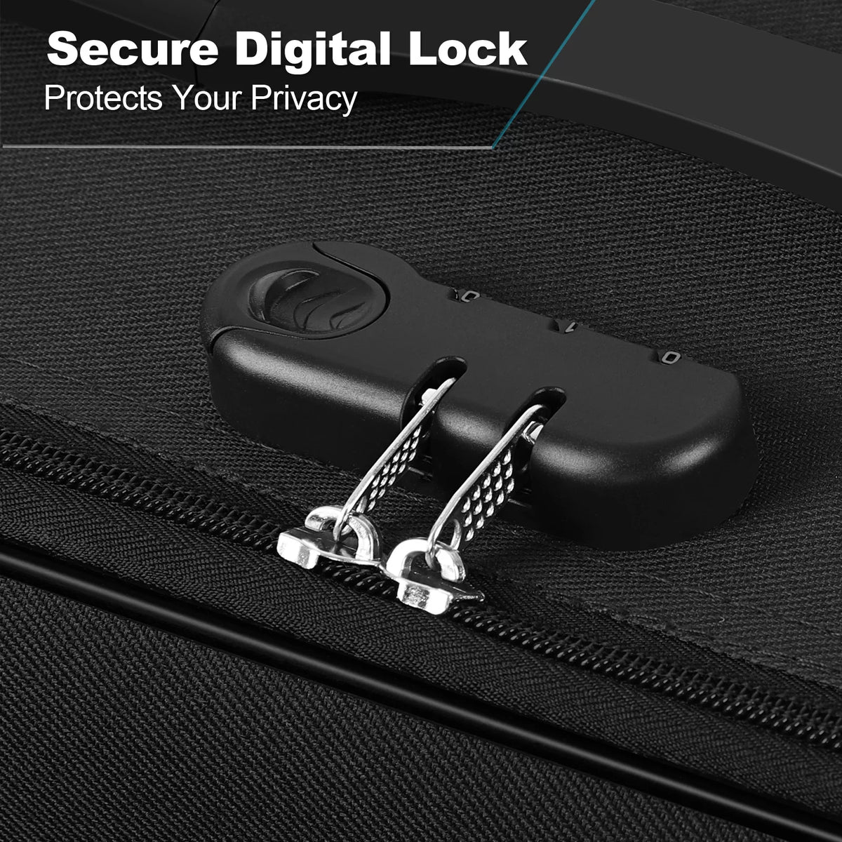 20 inch Softside Black Carry On Suitcase with Spinner Wheels Lock X826