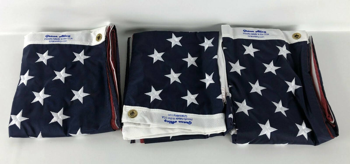 3 Pack 3x5 ft. Embroidered Stars and Sewn Stripes Flag L5142