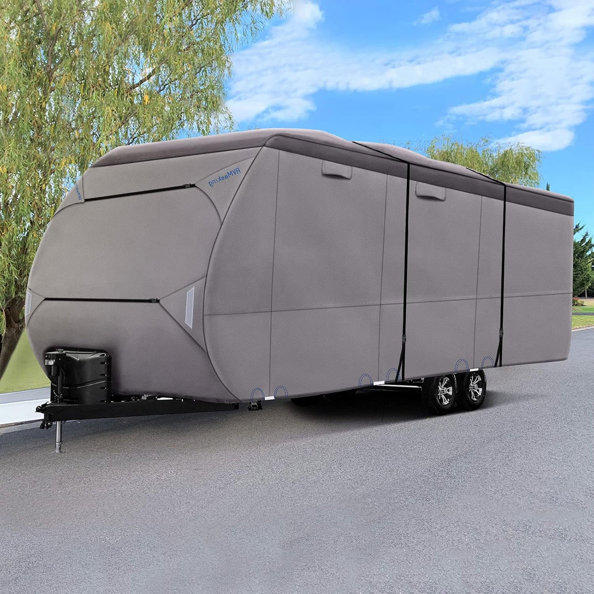 Waterproof 500D Travel Trailer Cover with 4 Tire Covers X351