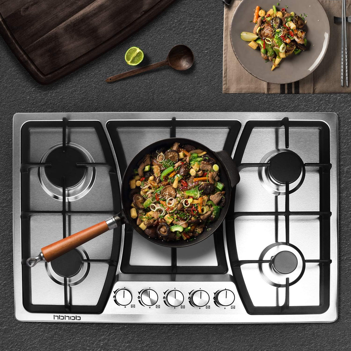 30 inches 5 Burners Stainless Steel Gas Cooktop L125