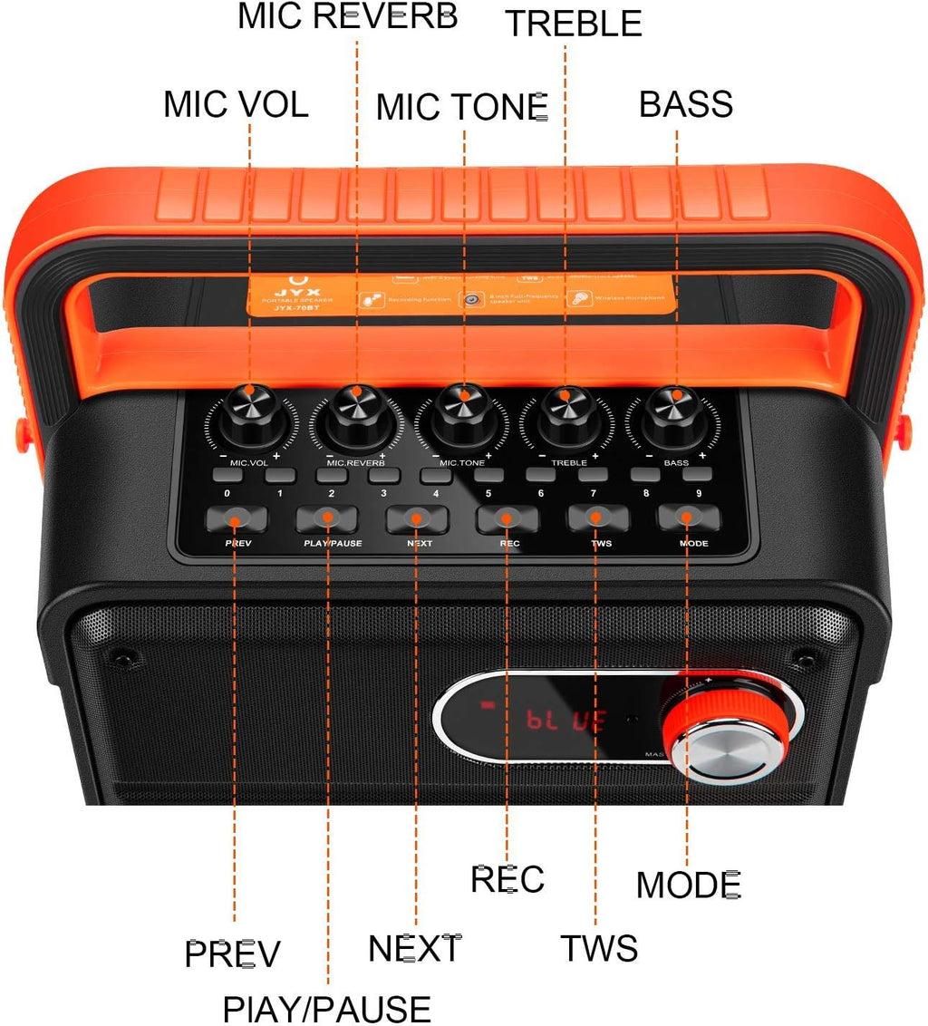 Portable Bluetooth Karaoke Machine PA Speaker System with Microphone L697