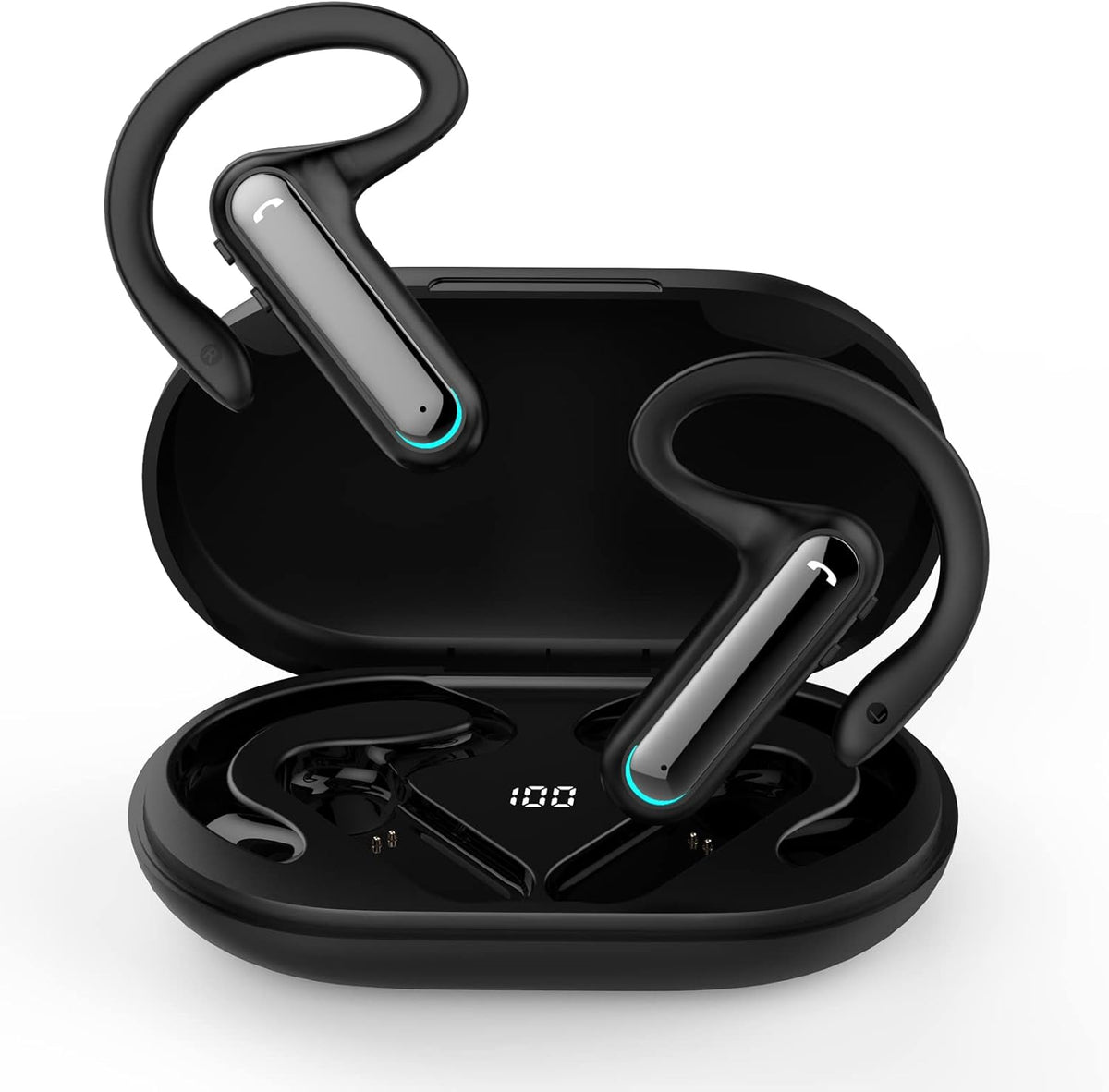 Open Ear Wireless Earbuds with Earhooks and Charging Case W7757