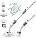White Cordless Electric Spin Scrubber with 3 Replaceable Brush Heads and Adjustable Extension Handle C25965