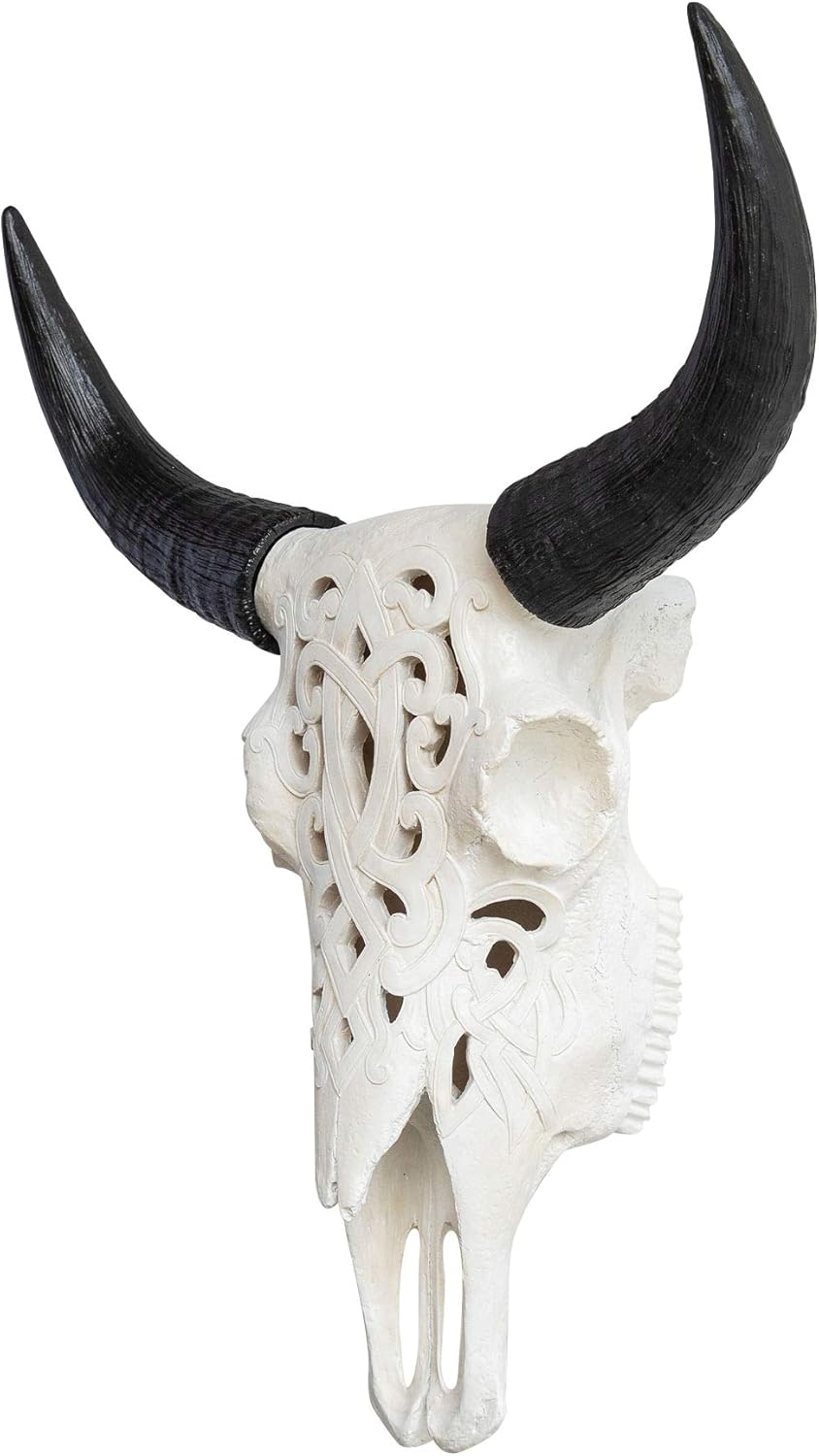 Faux Decorative Carved Cow Skull Wall Mount I690
