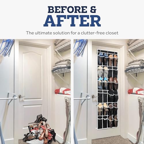 White 3 Pack Over The Door Shoe Organizer with 12 Mesh Pockets U553