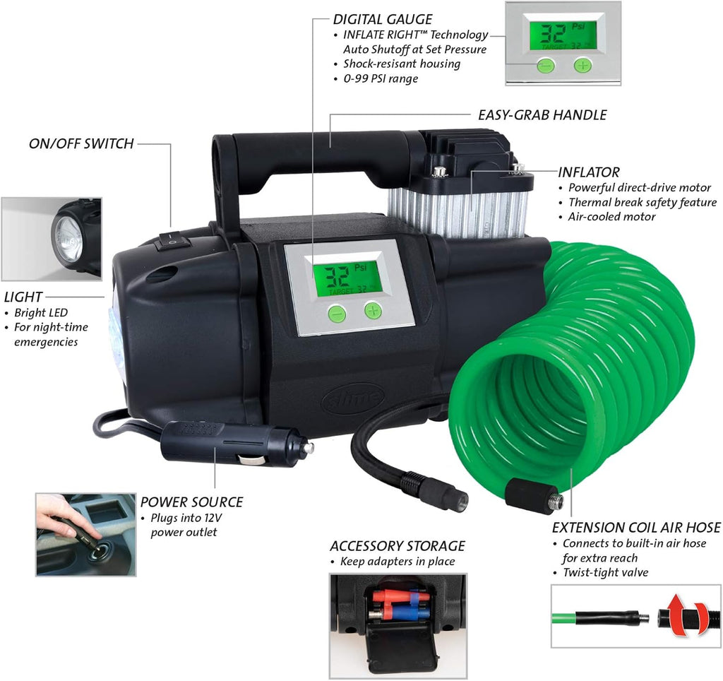 Portable 12V Tire Inflator Air Compressor with Digital Display F460