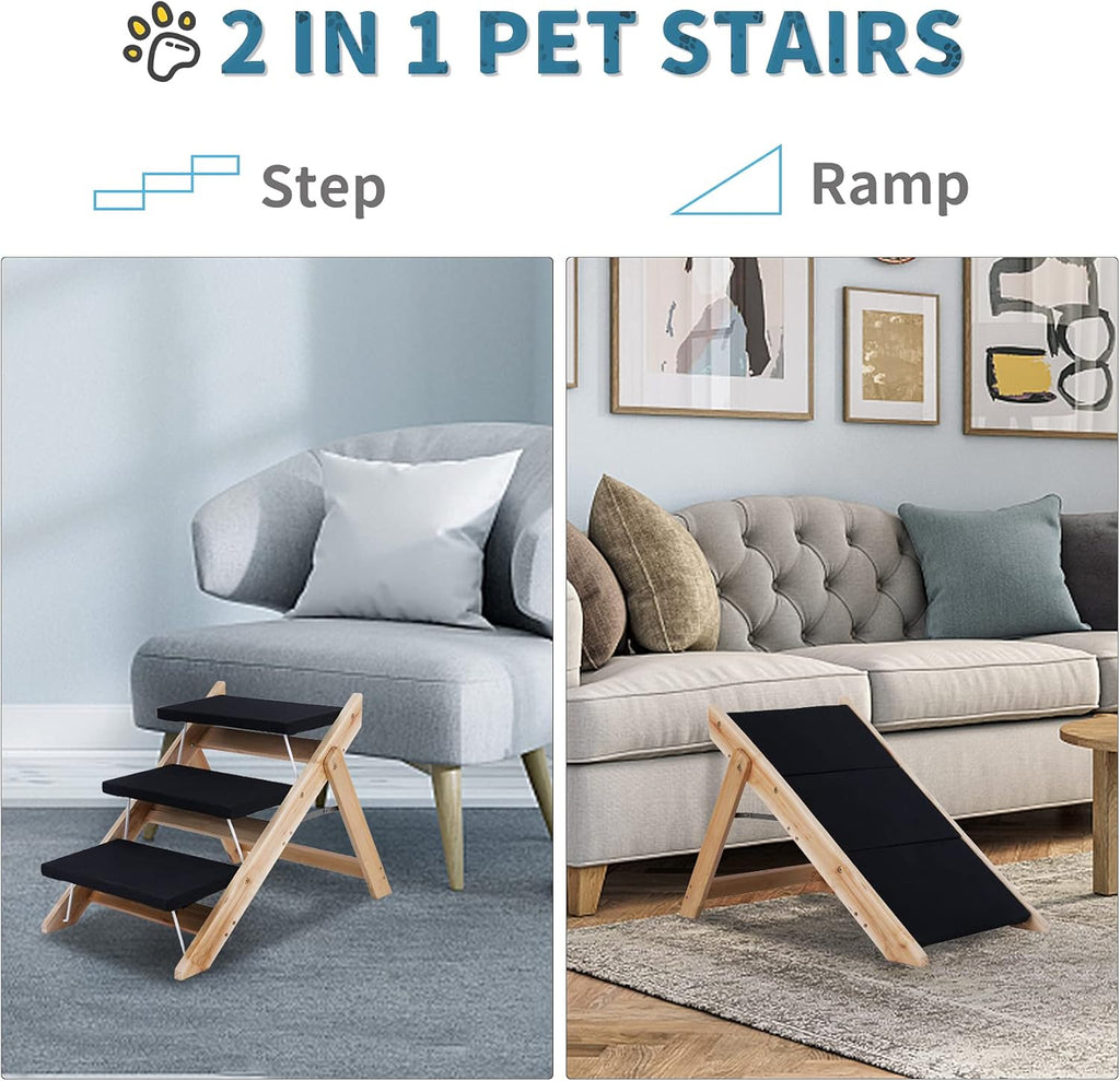 2 in 1 Foldable Wooden Non Slip Pet Stairs G726453