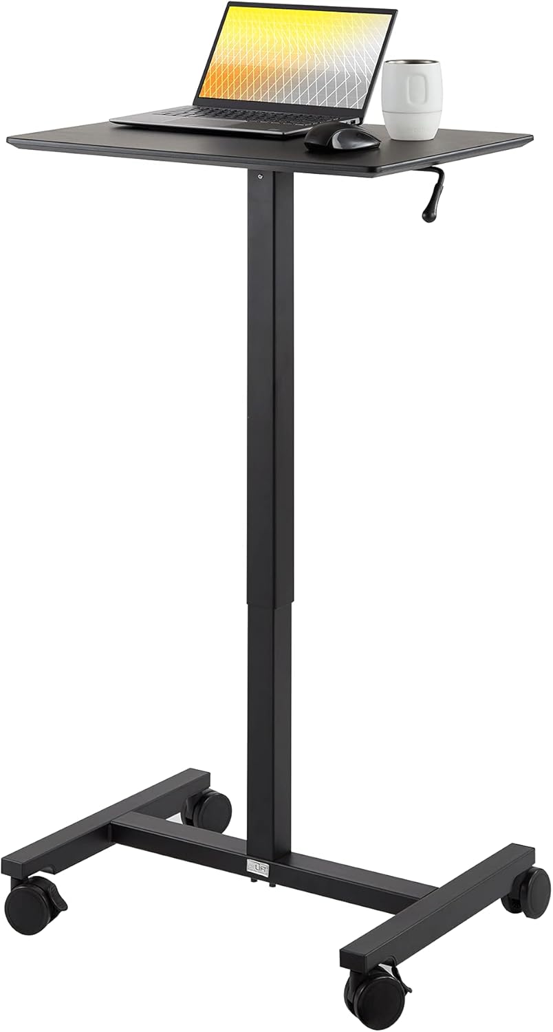 Black Mobile Rolling Height Adjustable Laptop Workstation Desk C190