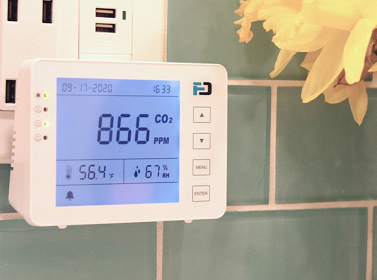 Carbon Dioxide Monitor Wall Plug-in AC 10 Year Life CO2 Meter I2720