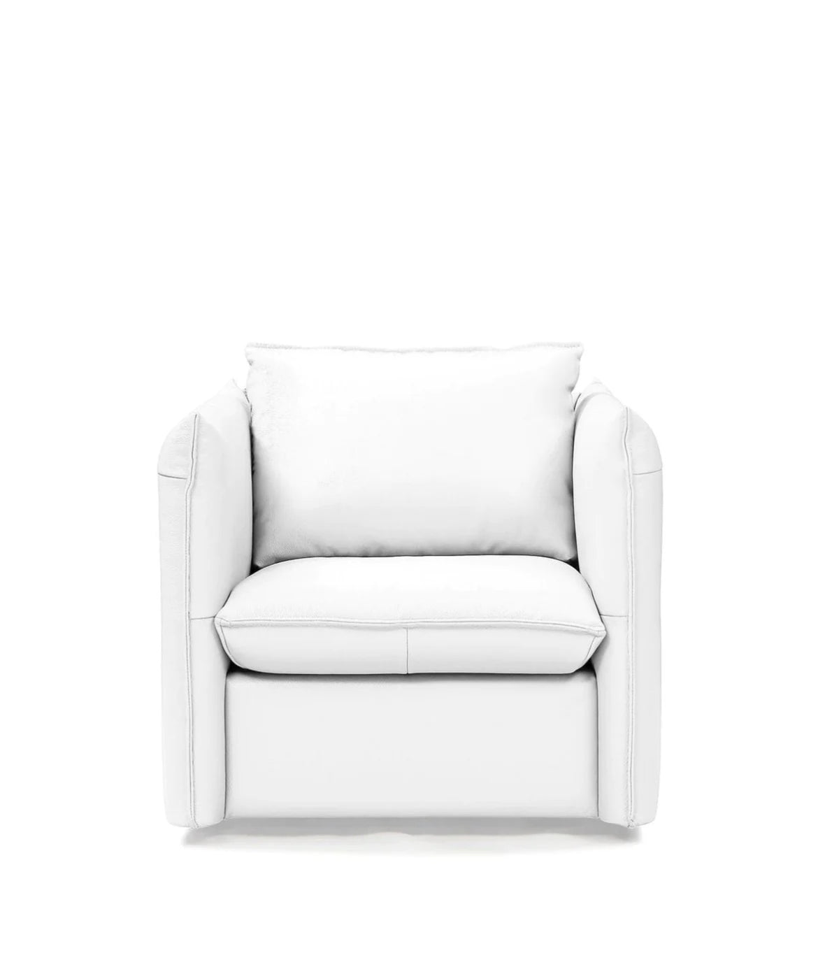 White Genuine Leather Swivel Accent Chair B168