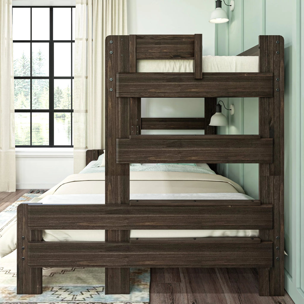 Twin XL Over Queen Platform Bed Frame Barnwood Brown C601962