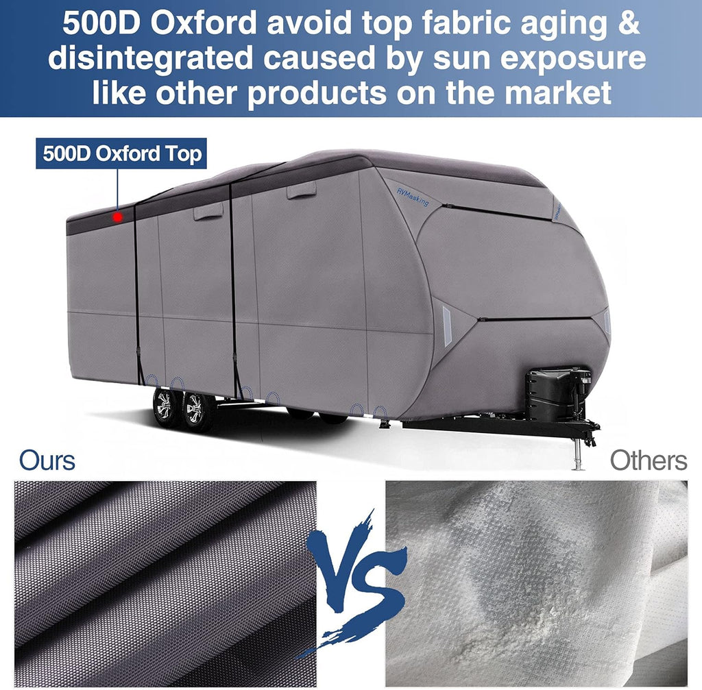 Waterproof 500D Travel Trailer Cover with 4 Tire Covers X351
