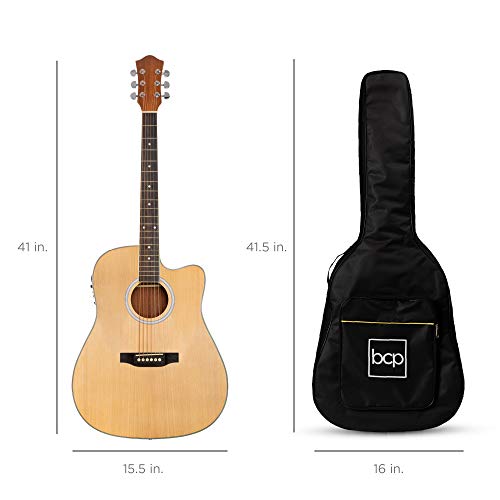 41in All Wood Acoustic Electric Guitar Starter Set with Case Strap Picks Sunburst T34926