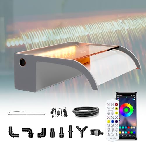 23.6" Transparent Acrylic Waterfall with Multi-Color LED Lights Q2723