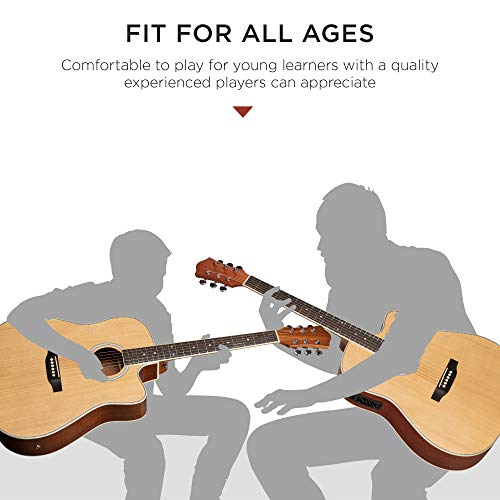 41in All Wood Acoustic Electric Guitar Starter Set with Case Strap Picks Sunburst T34926
