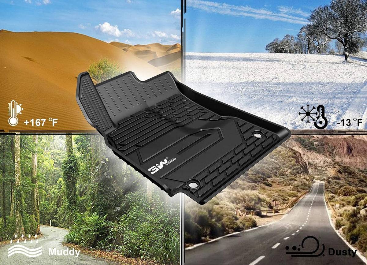 Black TPE All Weather Floor Mats 1st and 2nd Row Full Set L227691