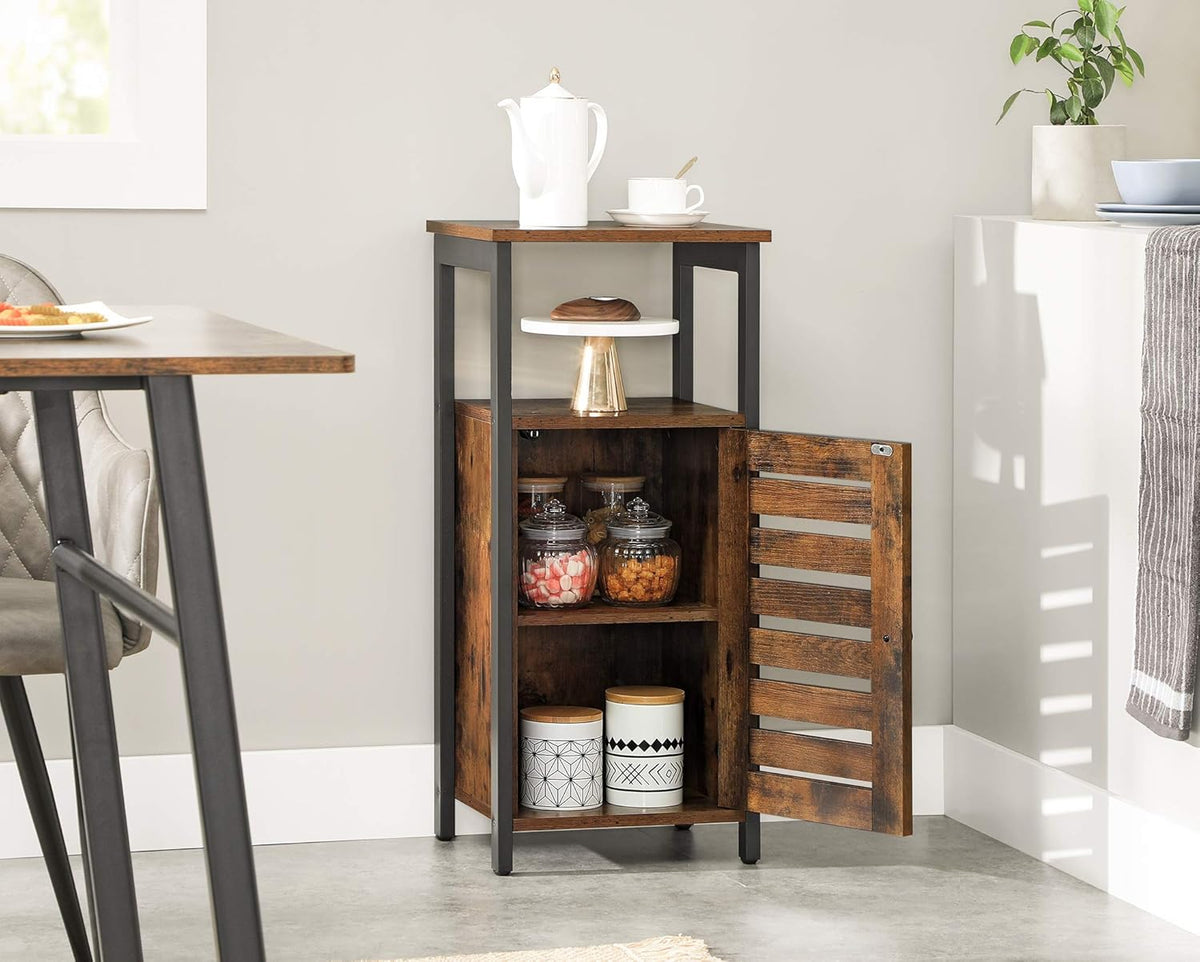Rustic Brown Bookshelf and Storage Cabinet with 3 Shelves T330805