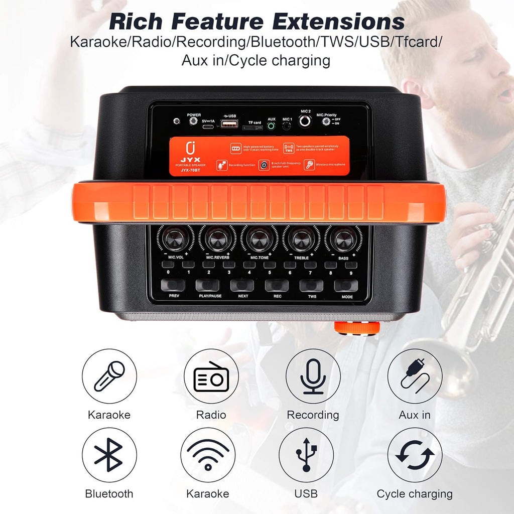 Portable Bluetooth Karaoke Machine PA Speaker System with Microphone L697