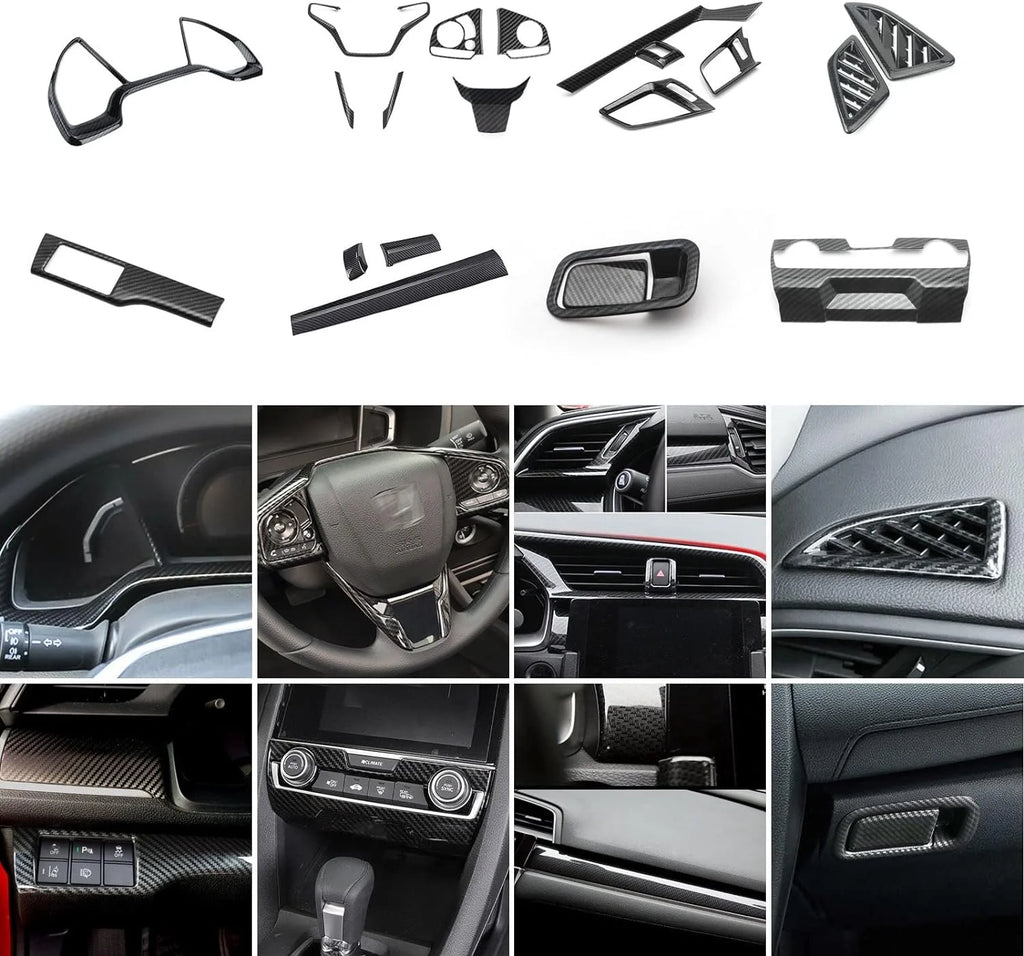 Interior Center Console Dashboard Panel Headlight Switch Steering Wheel AC Vent Cover Trim Combo Kit E5454