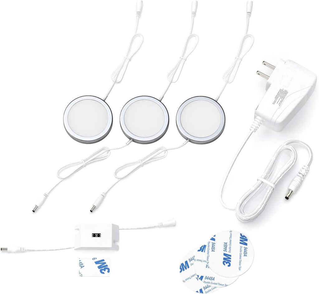 Under Cabinet Puck Lights with Hand Wave Sensor, Dimmable, Pack of 12, Cool White S3153
