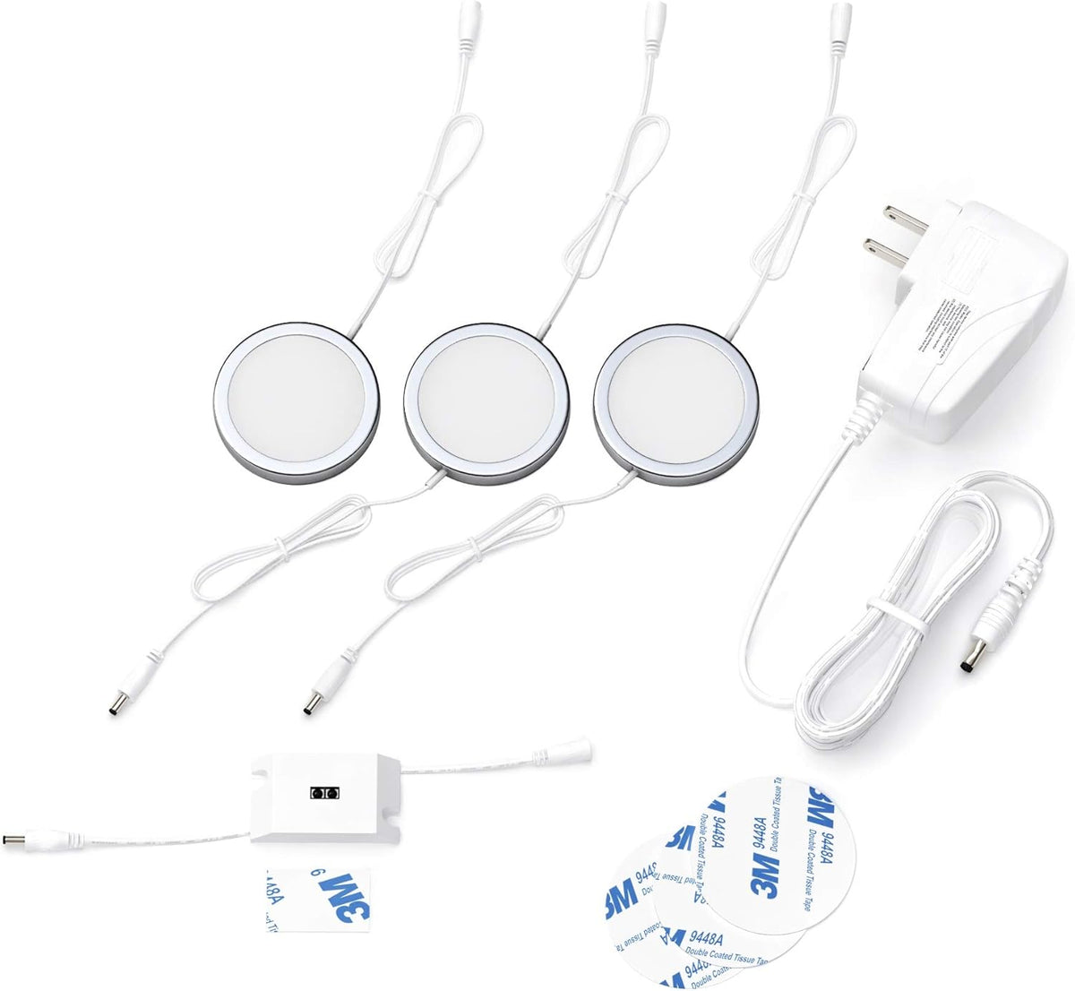 Under Cabinet Puck Lights with Hand Wave Sensor, Dimmable, Pack of 12, Cool White S3153