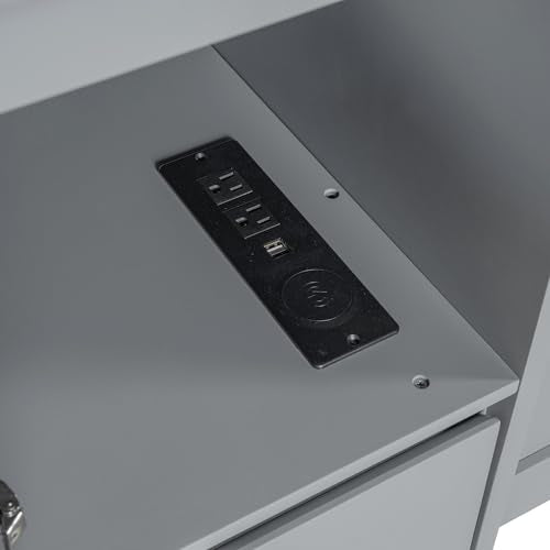 Gray Wood Murphy Bed with Drawers and Cabinets Y729529