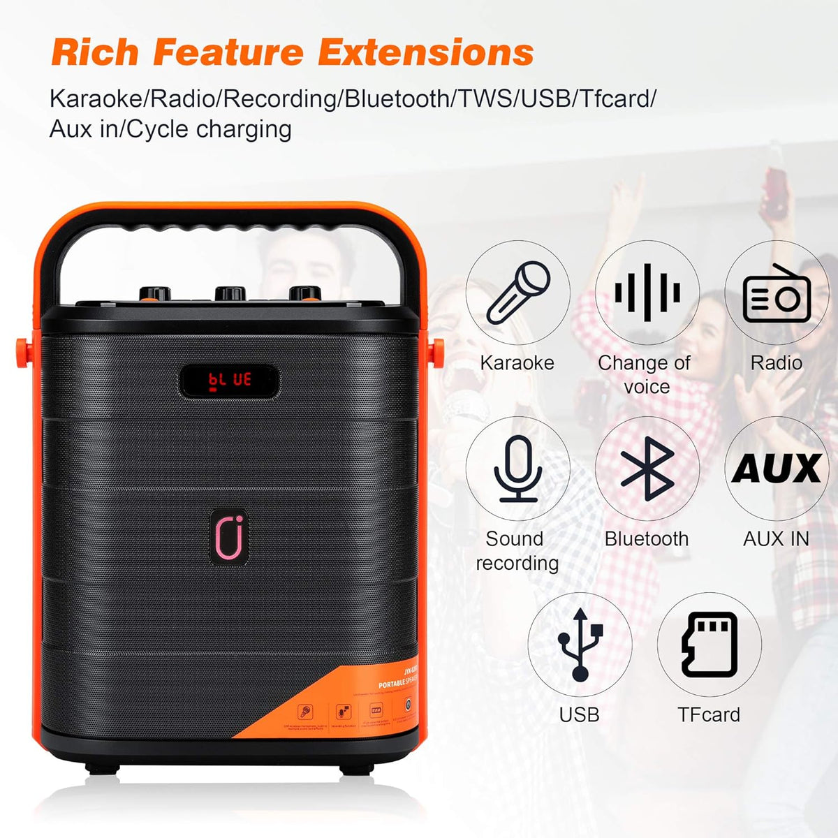Portable Bluetooth Karaoke Machine PA Speaker System with Microphone L697