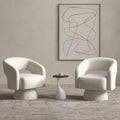 Beige Velvet Swivel Barrel Chair Set of 2 G350896