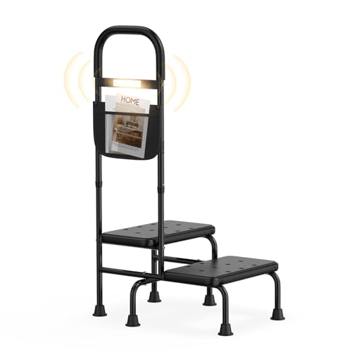 2 Step Stool with Handle Non-Skid Platform LED Light H24851