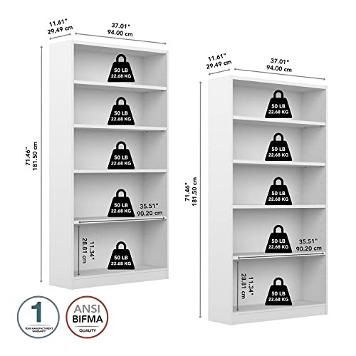 Black 5 Shelf Bookcase Set of 2 L77897